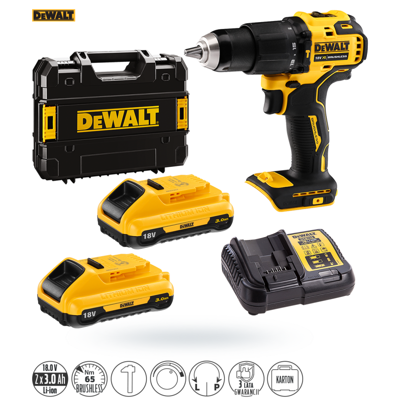 Wkrętarka DEWALT DCD709L2T 18V 65Nm 2x3Ah BL