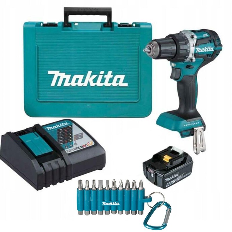 Wiertarko -wkrętarka Makita DDF484RT1E 18V BL + aku 5Ah + bity D-65028 + walizka