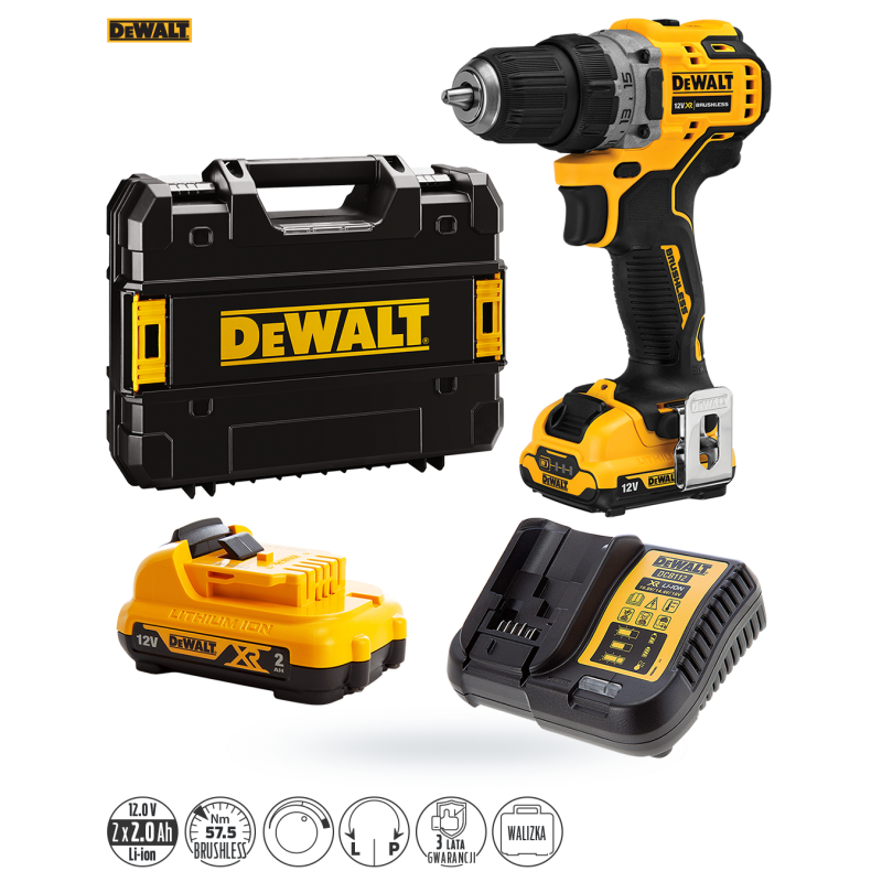 Wkrętarka DEWALT DCD701D2 12V 57,5Nm 2x2Ah BL