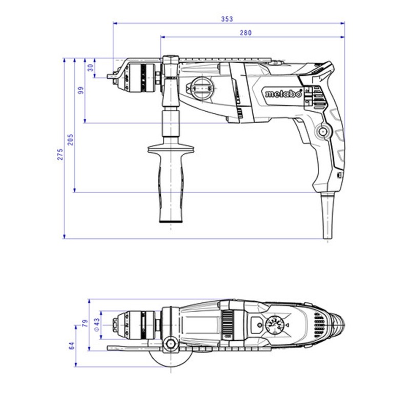 Wiertarka udarowa Metabo SBEV 1000-2 600783500 1010W 40Nm 2biegi walizka