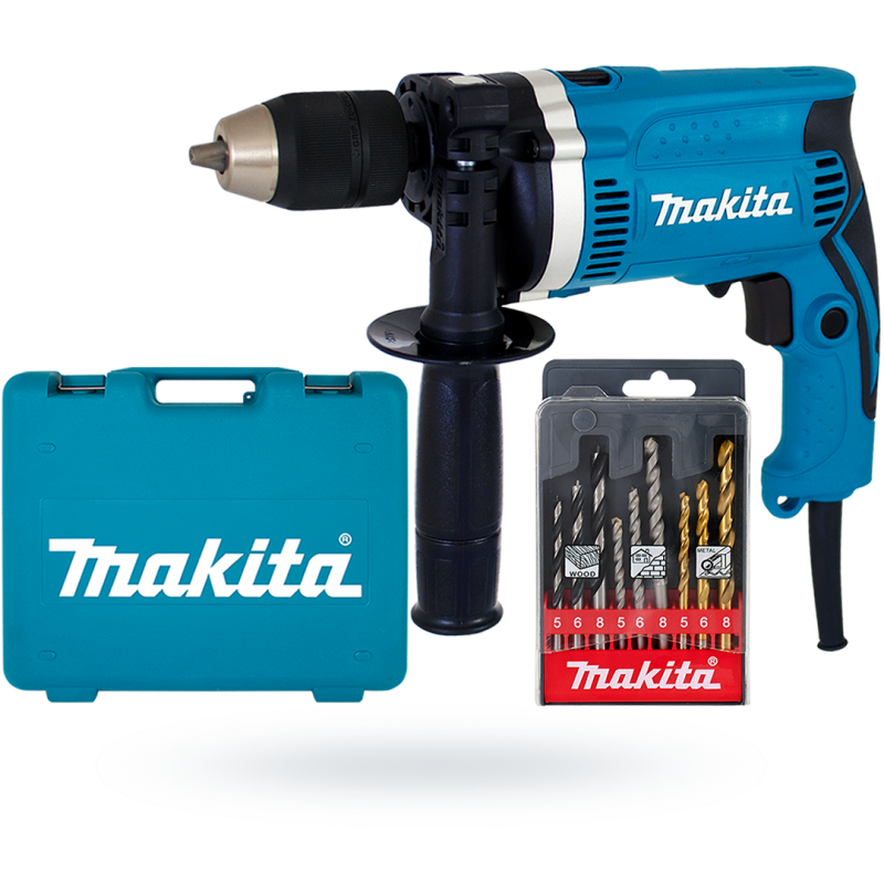Wiertarka udarowa 710W 13mm UDAR WALIZKA + wiertła MAKITA