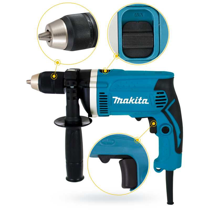Wiertarka udarowa 710W 13mm UDAR WALIZKA + wiertła MAKITA