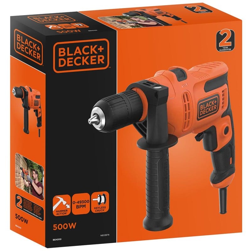 Wiertarka udarowa BLACK&DECKER BEH200 500W