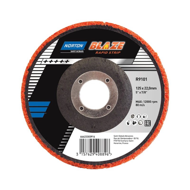 Tarcza ścierna ściernica talerzowa z włókniną NORTON BLAZE Rapid Strip 125mm pomarańczowa