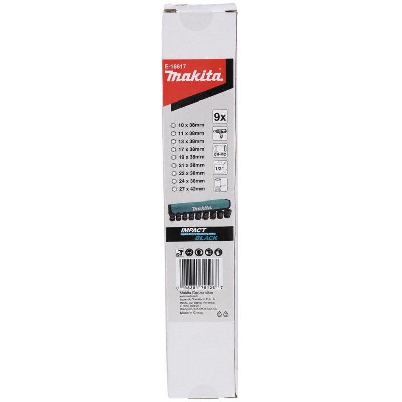 Klucze nasadowe udarowe 9cz 10-27mm MAKITA E-16617