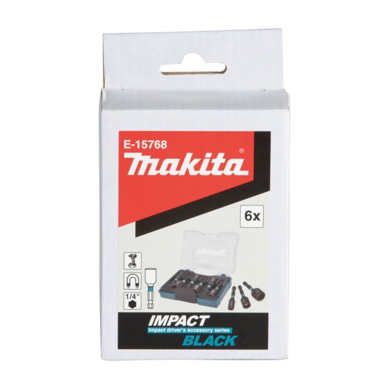 Nasadki magnetyczne udarowe Makita E-15768 HEX 1/4’’ 50mm 6-13mm 6el. IMPACT BLACK