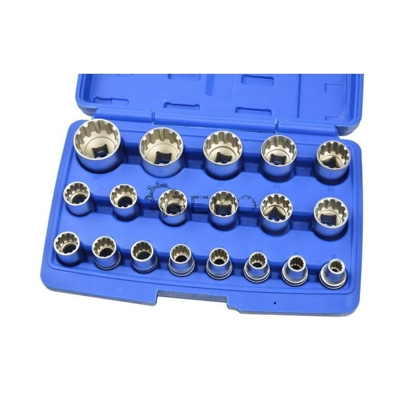Zestaw nasadek dwunastokątnych 1/2'' 19szt 8-32mm