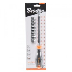 Zestaw: klucze nasadowe + wkrętak elastyczny 5-12/270 mm CRV Bradas DIY-SW10SET-E