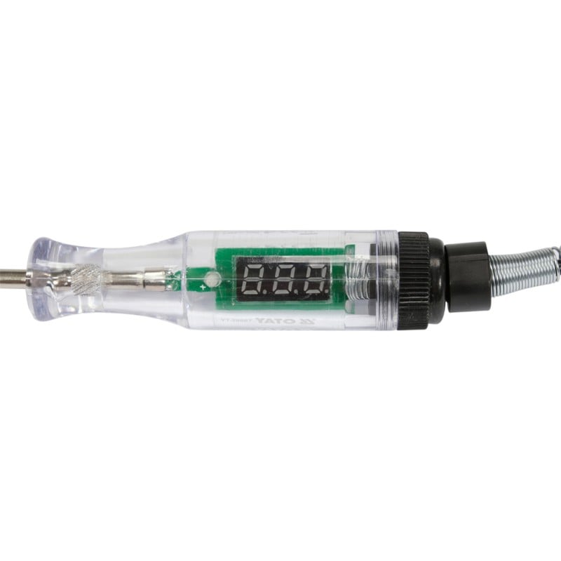 Samochodowy próbnik napięcia YATO YT-28667 3-48V z wyświetlaczem LCD.