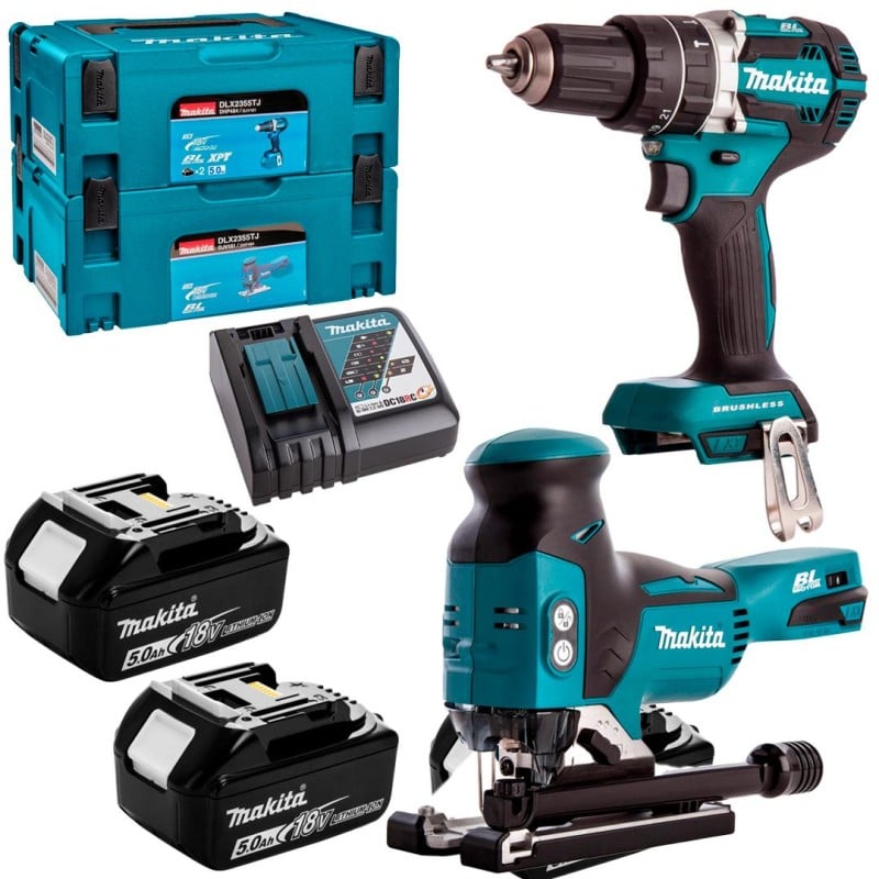 Wkrętarka DHP484 + wyrzynarka DJV181 2x5Ah Makita