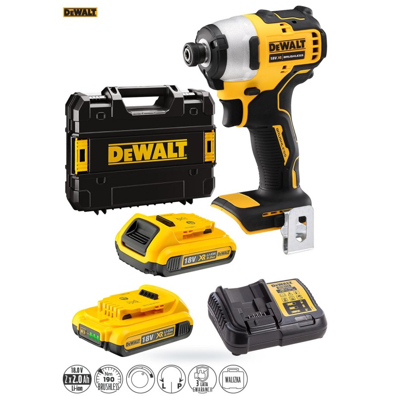 Zakrętarka udar DeWALT DCF809D2T 18V 2x2Ah 190Nm