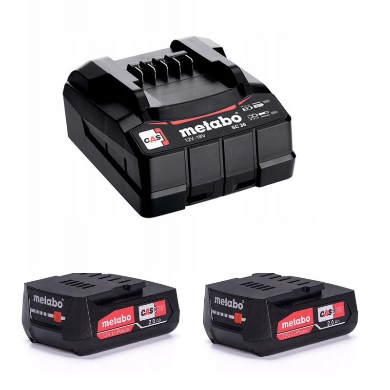 Kit METABO 12V - Combo Set 2.7.1 Avec Mallette, 2 Batteries 2,0 Ah - Perceuse Et Outils Sans Fil