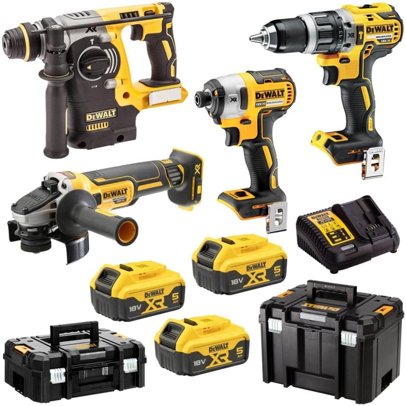 Zestaw Combo DeWALT DCK422P3T 4 elektronarzędzi: DCD796 + DCF887 + DCH273 + DCG405 + DCB184 + DCB115 + TSTAK II + TSTAK VI