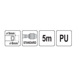 Wąż spiralny pneumatyczny VOREL 81500 5x8mm 5mb PU