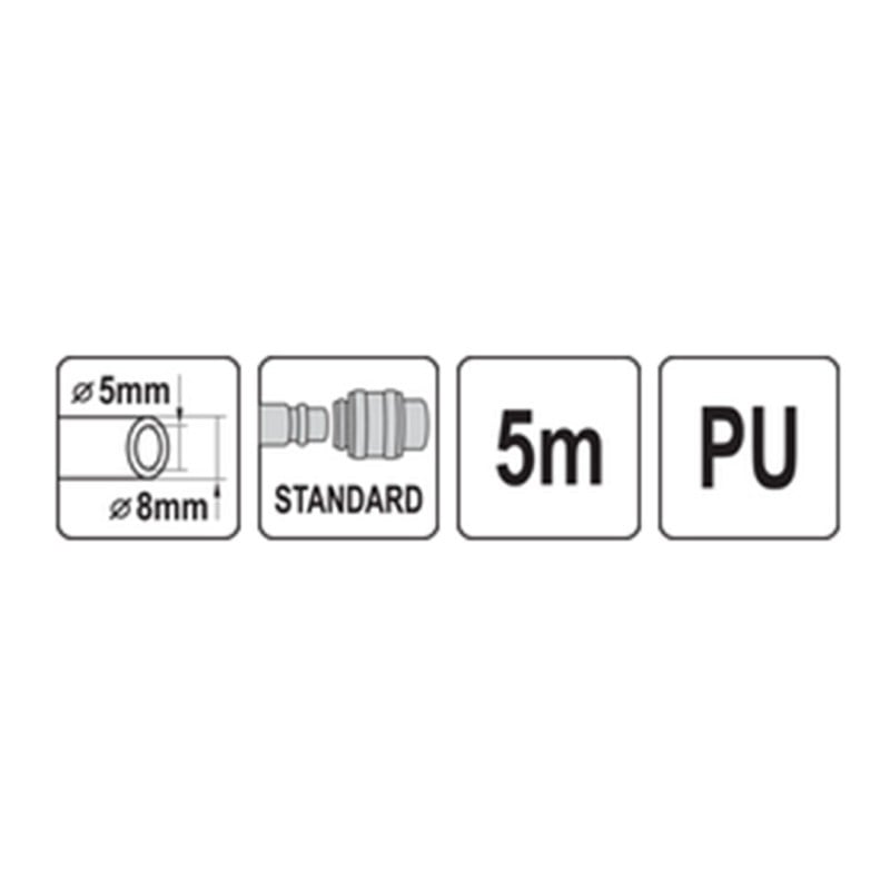 Wąż spiralny pneumatyczny VOREL 81500 5x8mm 5mb PU