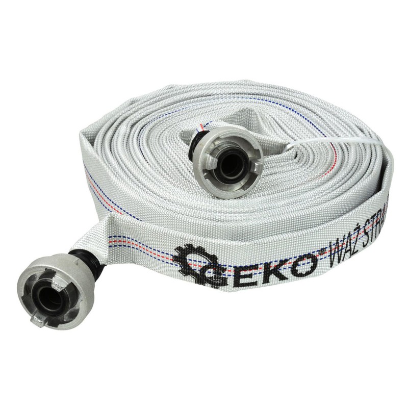 Wąż strażacki parciany GEKO G70001 1’’ 20mb 8bar + 2złącza biały