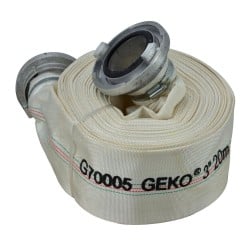 Wąż strażacki parciany GEKO G70005 3" 20mb 8bar + 2 złącza biały