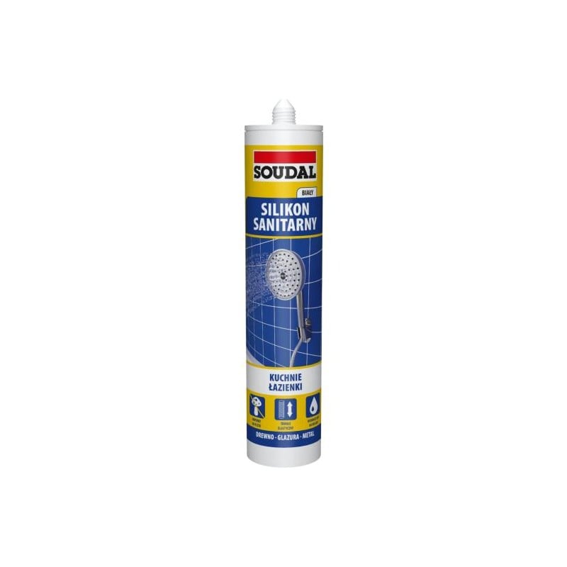 Silikon sanitarny o utwardzaniu kwaśnym SOUDAL biały 280 ml
