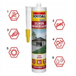 Bezbarwny uniwersalny silikon o utwardzaniu kwaśnym SOUDAL 280 ml