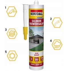 Bezbarwny uniwersalny silikon o utwardzaniu kwaśnym SOUDAL 280 ml