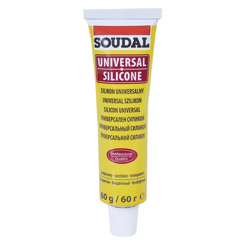 Bezbarwny silikon uniwersalny o utwardzaniu kwaśnym SOUDAL 60 gr tubka