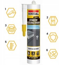 Wodoodporny uszczelniacz dekarski bitumiczny SOUDAL czarny 280 ml