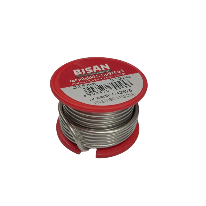 Lut miękki Bisan B870095 S-Sn97Cu3 3% Cu do miedzi i mosiądzu 220–310°C