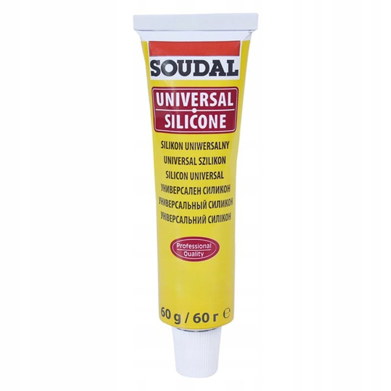 Silikon uniwersalny biały SOUDAL o utwardzaniu kwaśnym 60 gr tubka