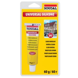 Silikon uniwersalny biały SOUDAL o utwardzaniu kwaśnym 60 gr tubka