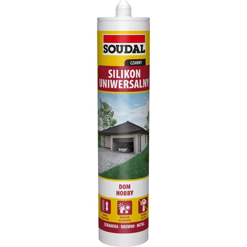 Uniwersalny silikon SOUDAL o utwardzaniu kwaśnym czarny 280 ml