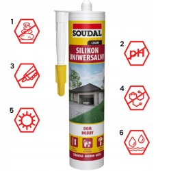 Uniwersalny silikon SOUDAL o utwardzaniu kwaśnym czarny 280 ml