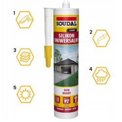 Uniwersalny silikon SOUDAL o utwardzaniu kwaśnym czarny 280 ml