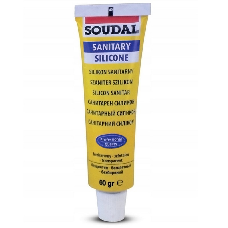 Uniwersalny silikon sanitarny bezbarwny SOUDAL o utwardzaniu kwaśnym 60 g tubka