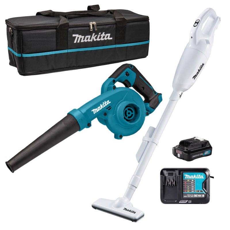 Zestaw COMBO Makita CLX245SAX1 CXT 12V (Odkurzacz CL108FD + Dmuchawa UB100D) 1x2Ah ładowarka torba