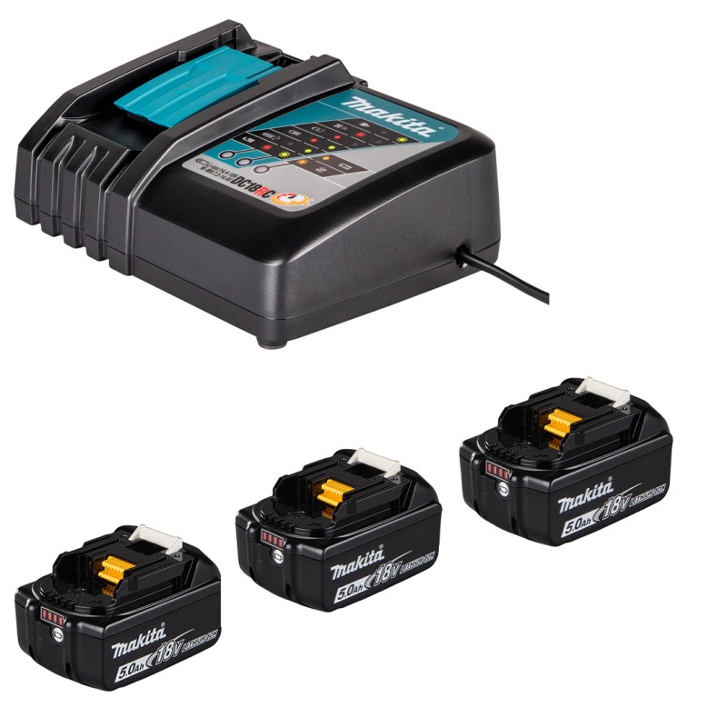 Zestaw 4 eletronarzędzi Makita DLX3202TJ 18V LXT 3x5Ah – DGA506 + DDF492 + DHR243, 2 walizki