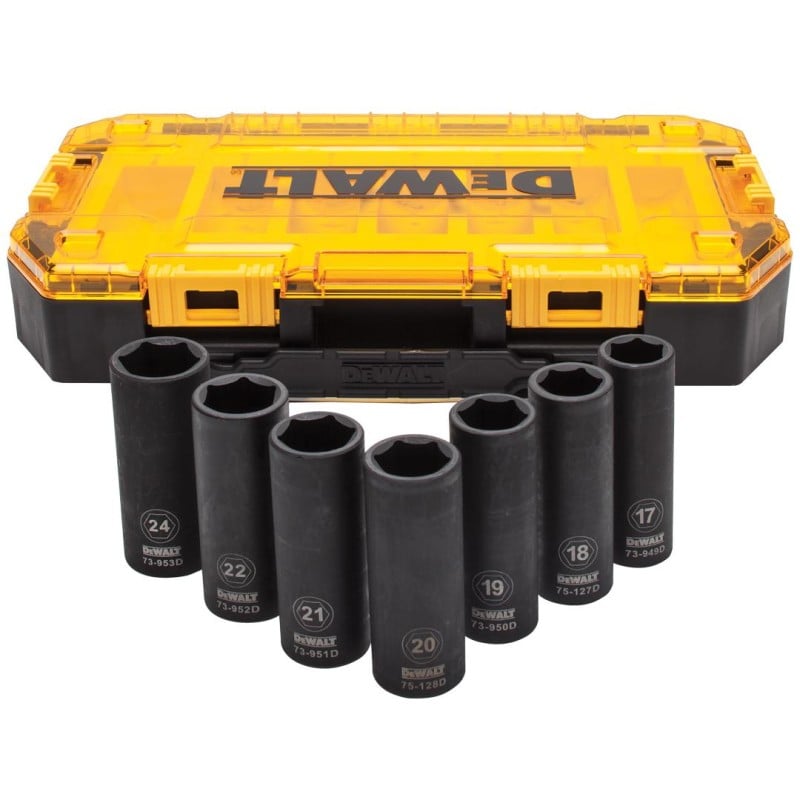 Klucz udarowy 18V 2x5Ah DeWalt+bezrękawnik+klucze7