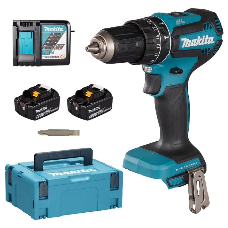Wiertarko-wkrętarka udarowa Makita DHP485RTJ LXT 18V 50Nm BL XPT 2x5Ah walizka