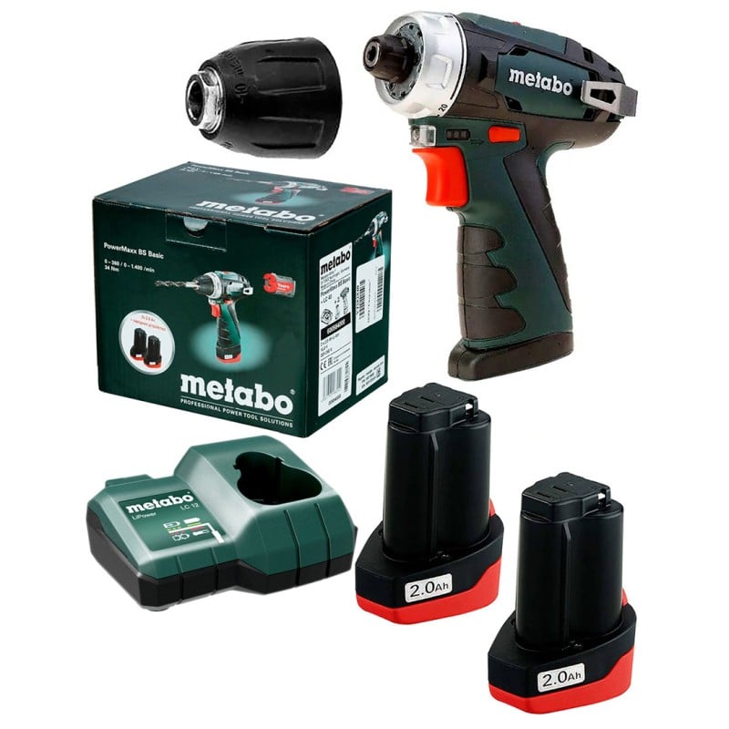 Wkrętarka akumulatorowa METABO PowerMaxx BS Basic 600984000 Li-Power 12V 2x2Ah 34Nm 2-biegowa