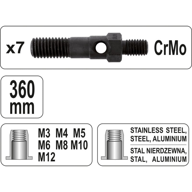 Nitownica ręczna do nitonakrętek M3-M12 YATO YT-36127