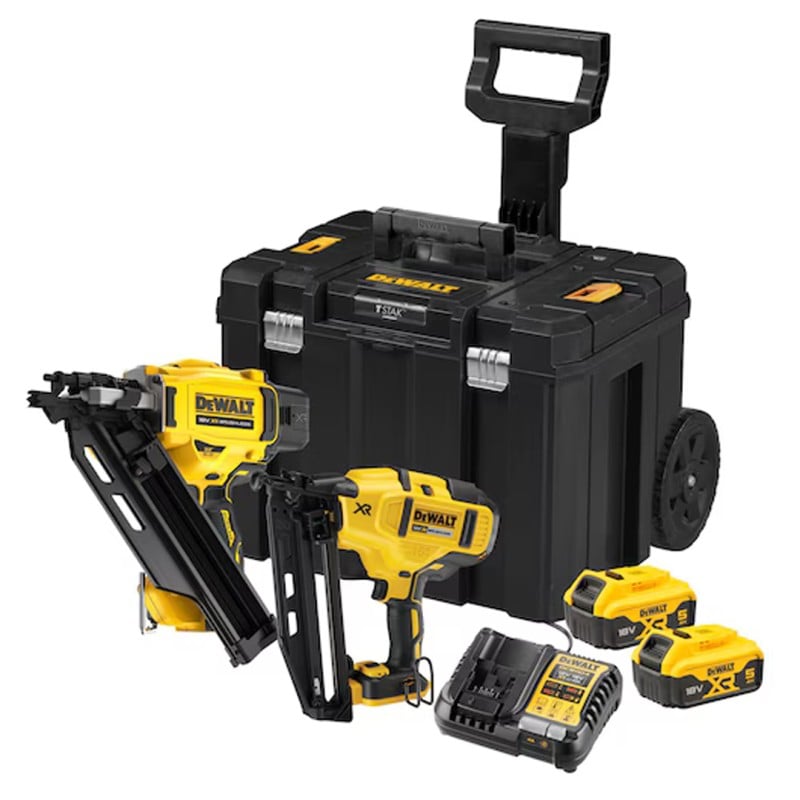 Zestaw COMBO DeWALT DCK246P2T: Gwoździarka DCN930+ Sztyfciarka DCN660 2x5Ah ładowarka walizka