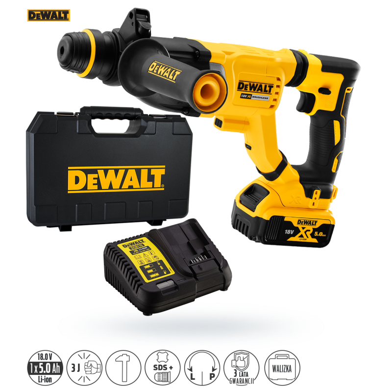 Młotowiertarka SDS+ 3J 18V 1x5Ah DEWALT DCH263P1