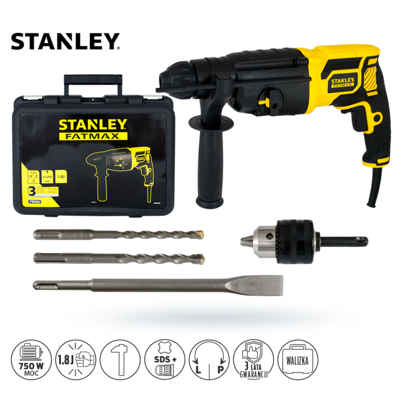 Młotowiertarka STANLEY FME500K sds+ 750W 1,8j