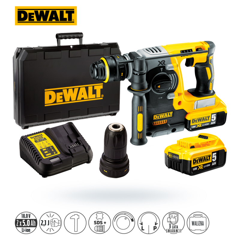 Młotowiertarka DEWALT DCH274P2 SDS+ 18V 2,1J 2x5Ah