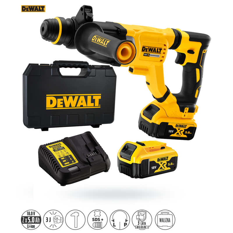 Młotowiertarka SDS+ 3J 18V 2x5Ah DEWALT DCH263P2