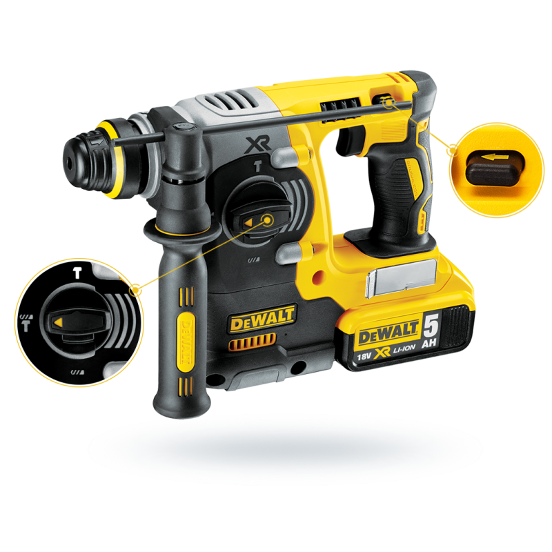 Młotowiertarka 18V 2x5Ah+odpylanie DeWalt DCH275P2