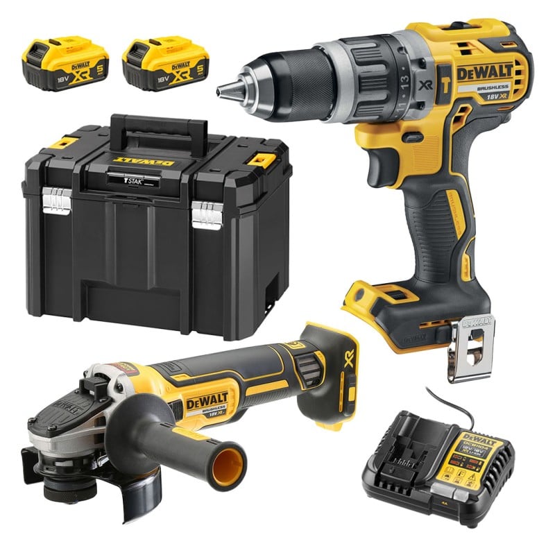 Zestaw COMBO DeWALT DCK2080P2T 18V XR BL (Wkrętarka DCD796 + szlifierka DCG405) 2x5Ah ładowarka walizka