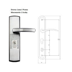 Klamka drzwiowa chińska KLC-0021 Lewa, szyld 277×59 mm, rozstaw 235 mm