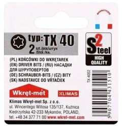 Końcówki do wkrętarek i wiertarek, bity Wkręt-Met R-TX-40S2 25mm 2 sztuki