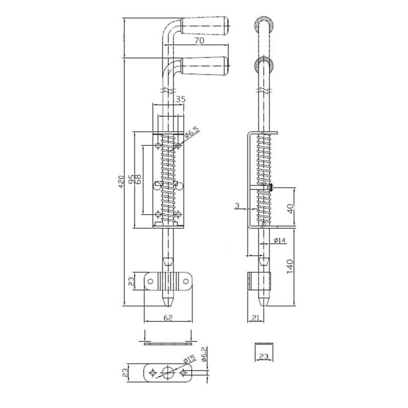 Zasuwa sprężynowa L-420mm ocynk 12797