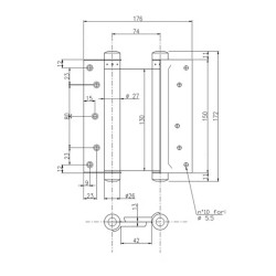 Zawias wahadłowy IBFM 106036G 150mm lakier szary 2szt.